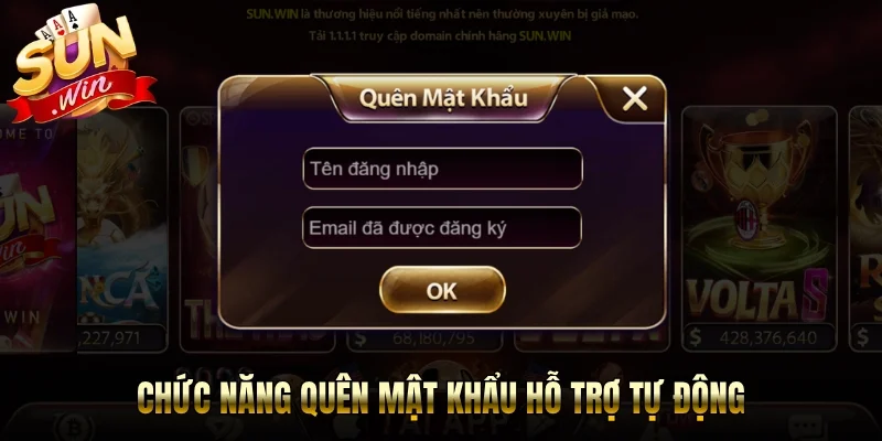 Chức năng quên mật khẩu hỗ trợ tự động