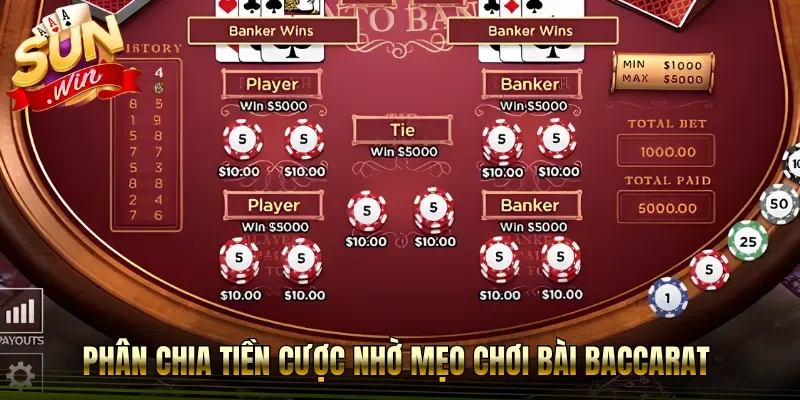 Phân chia tiền cược nhờ mẹo chơi bài Baccarat